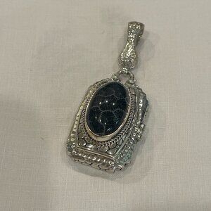 SARDA Collection from Bali, Locket Pendant, Black Opal Stone Sterling Silver